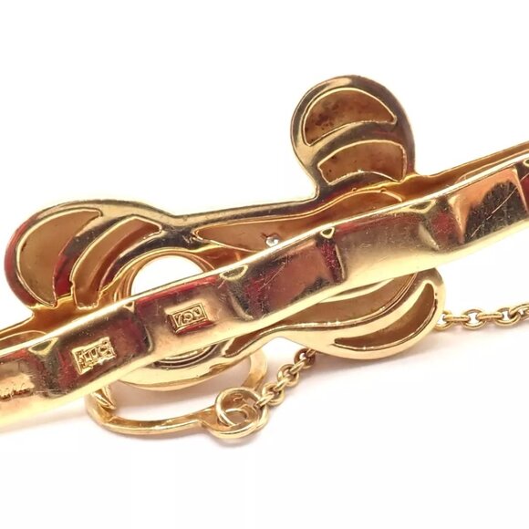 Authentic! Vintage Chopard 18k Yellow Gold Happy Diamond Airplane Tie Clip Clasp - Picture 7 of 10